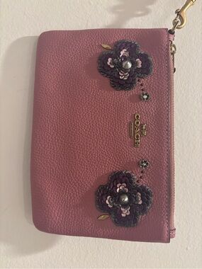 Coach Pink Floral Sequin Wristlet